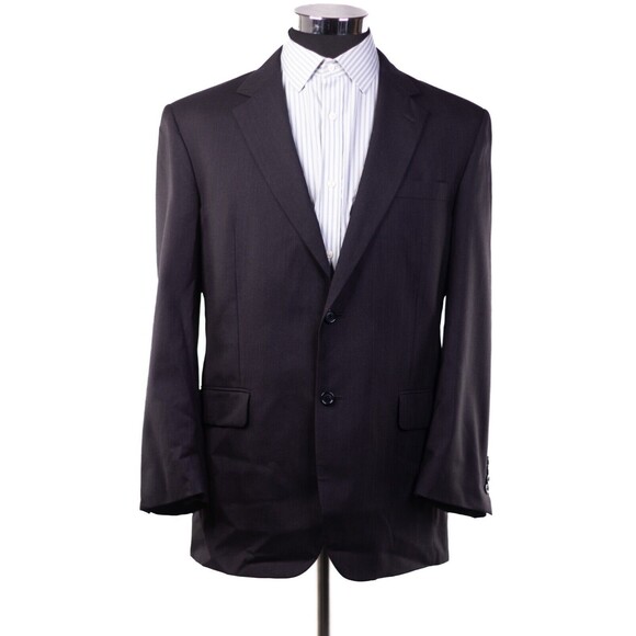 Men’s Jos A Bank 2 Button Dark Gray Striped Sport Wool Suit Jacket Coat 42R - Picture 2 of 12